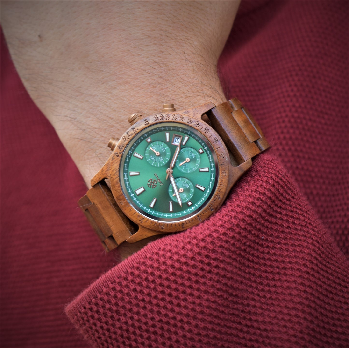 Holzarmbanduhr Chronograph Bergen - Akazie
