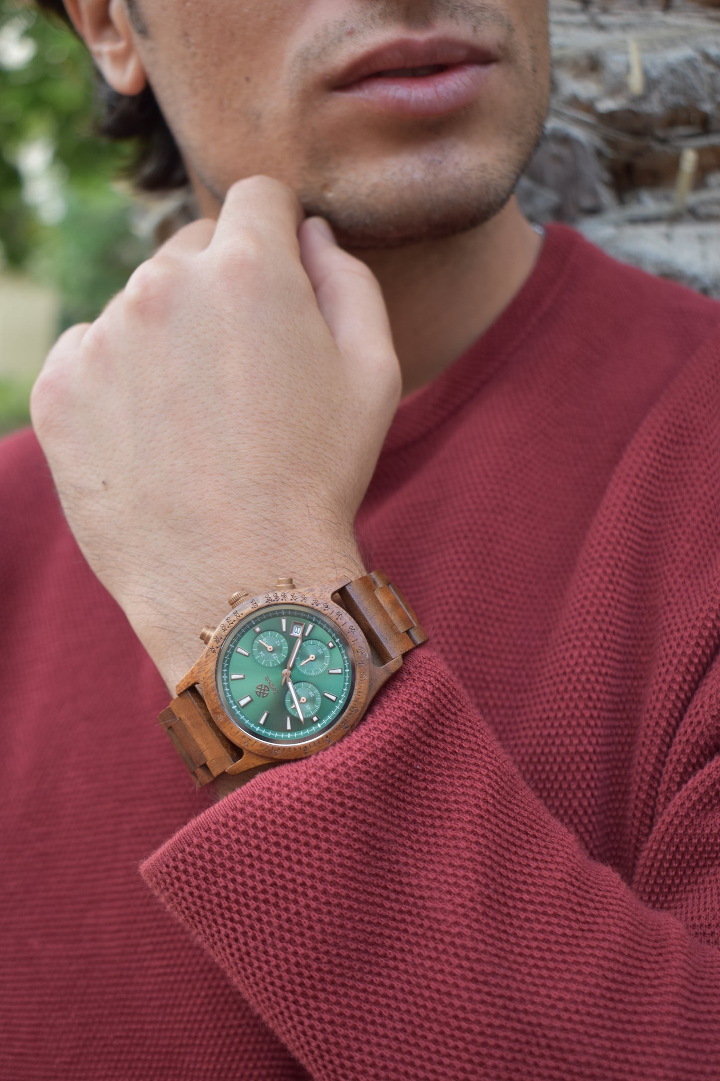 Holzarmbanduhr Chronograph Bergen - Akazie