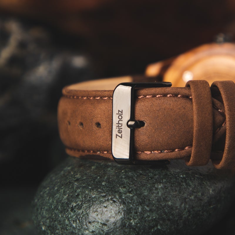 Holzarmbanduhr Klitten beige - Akazienholz