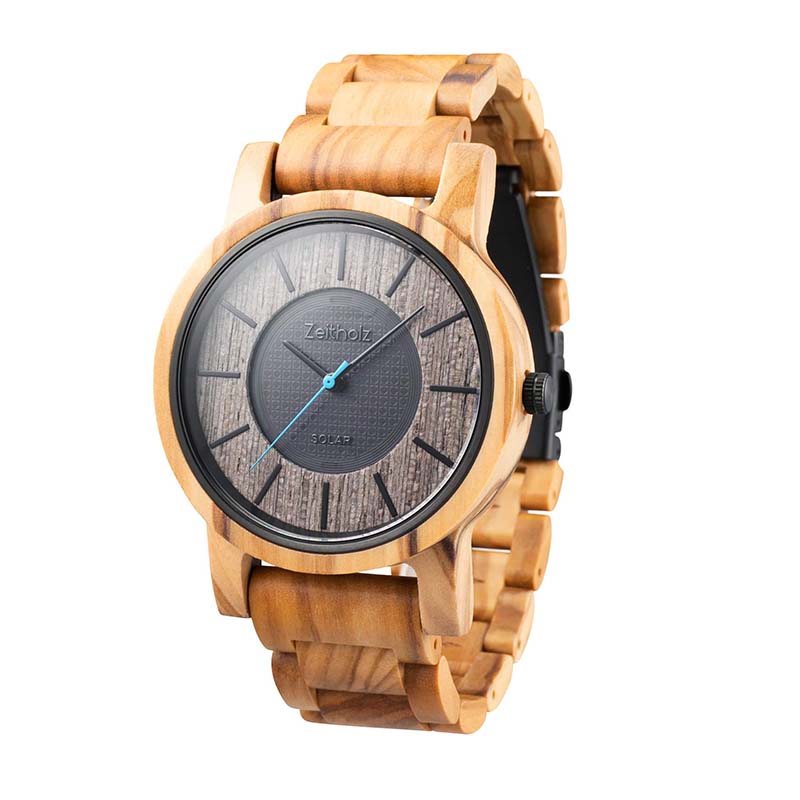 Solar wooden wristwatch Sonnenberg - olive wood