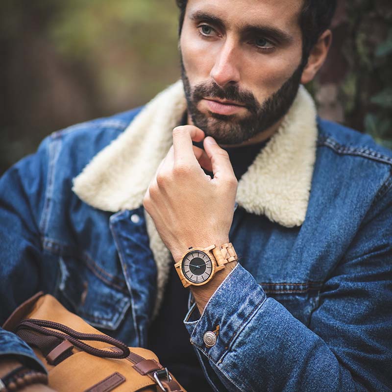 Solar wooden wristwatch Sonnenberg - olive wood