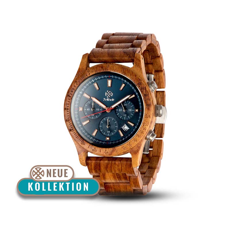 Holzarmbanduhr Chronograph Bergen - Rosenholz