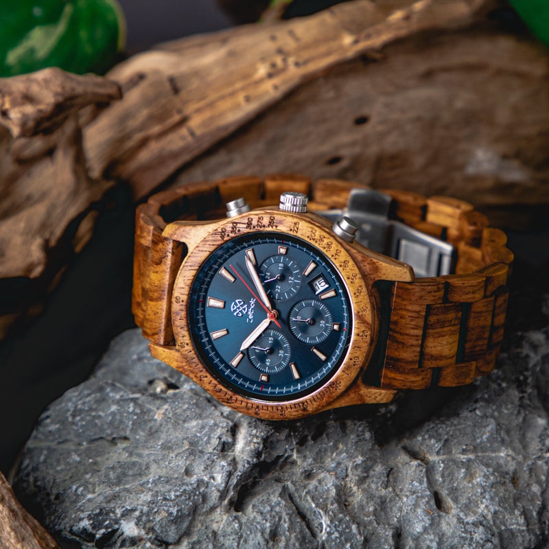 Holzarmbanduhr Chronograph Bergen - Rosenholz