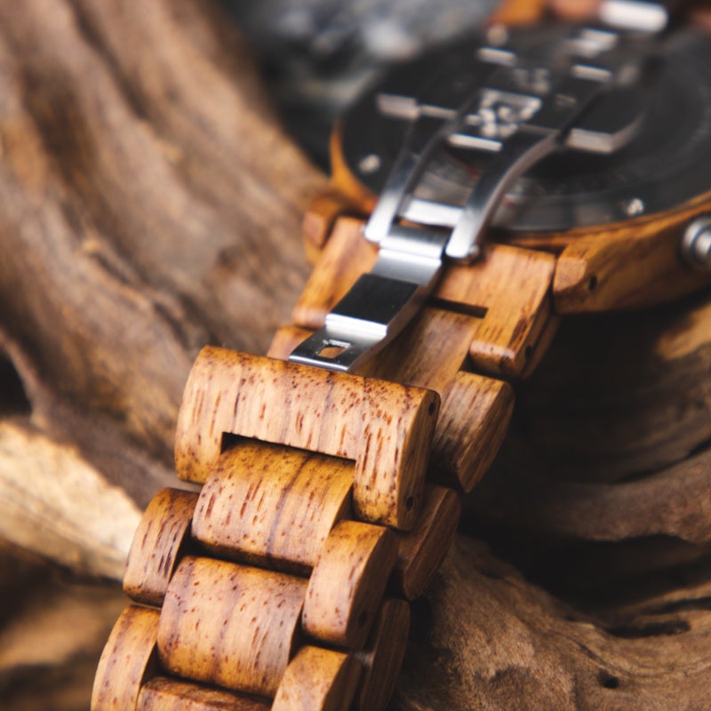 Holzarmbanduhr Chronograph Bergen - Rosenholz