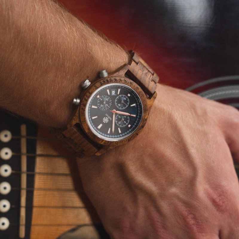 Holzarmbanduhr Chronograph Bergen - Rosenholz