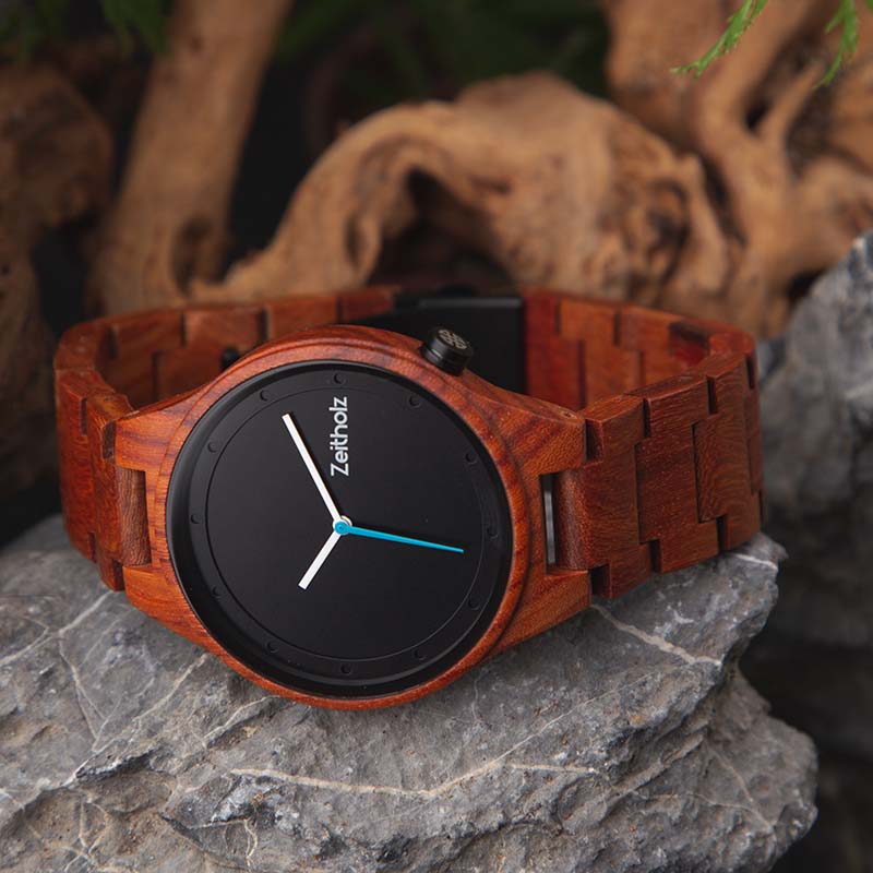Wooden wristwatch Stolpen 42mm - sandalwood