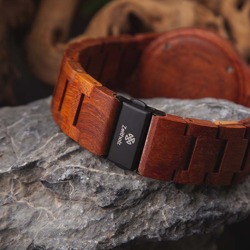 Wooden wristwatch Stolpen 42mm - sandalwood