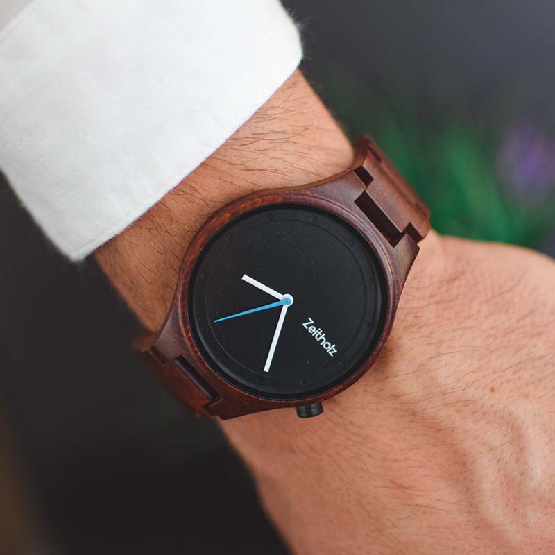Wooden wristwatch Stolpen 42mm - sandalwood