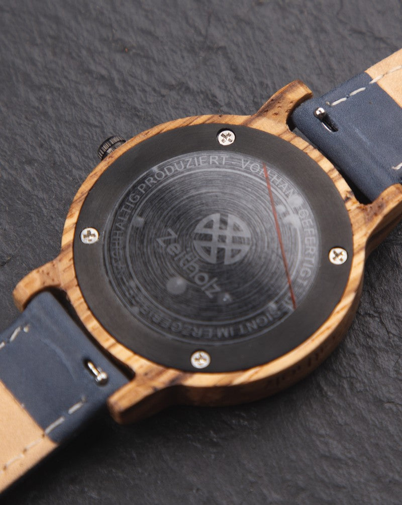 Wooden wristwatch Rosenbach white - Zebrano