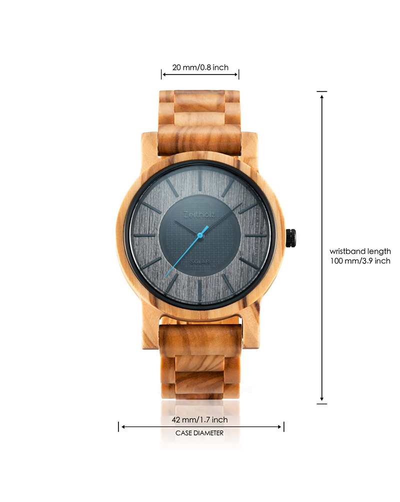 Solar wooden wristwatch Sonnenberg - olive wood