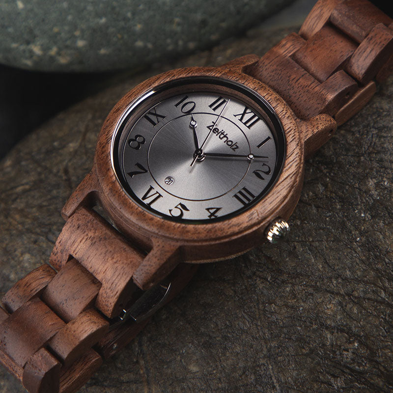 Reloj de pulsera de madera Wolkenstein - nogal