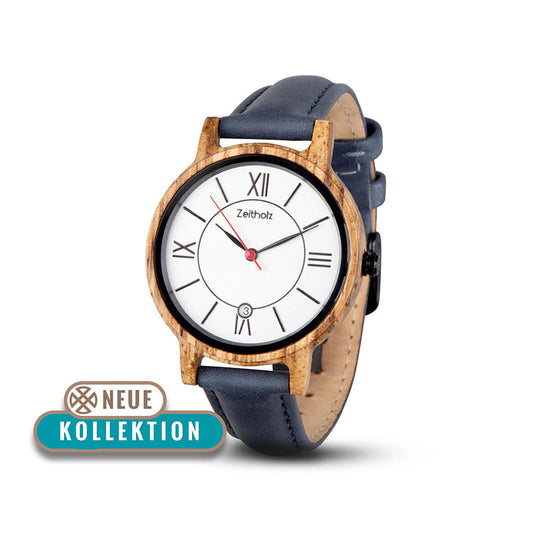 Wooden wristwatch Rosenbach white - Zebrano