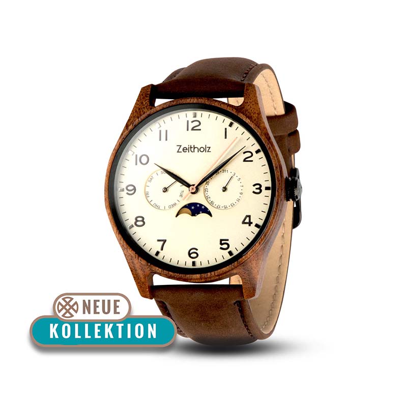 Wooden wristwatch Klitten beige - acacia wood