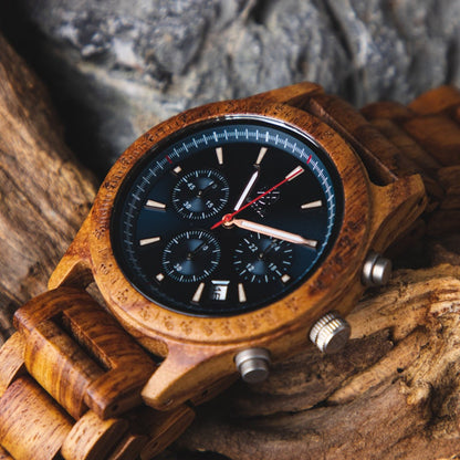 Wooden wristwatch Chronograph Bergen - rosewood