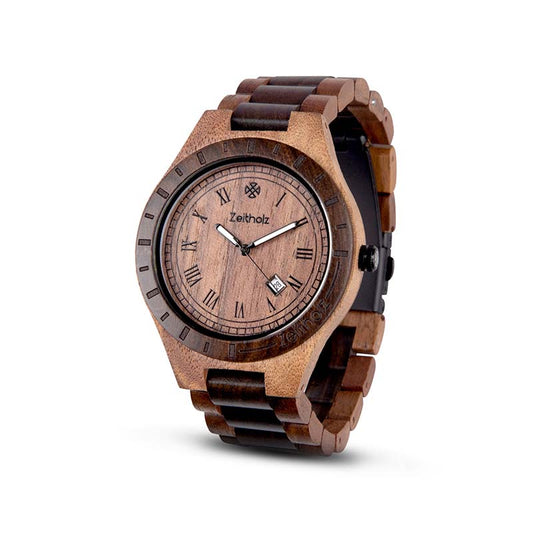 Reloj de pulsera de madera Zittau - nogal y sándalo 