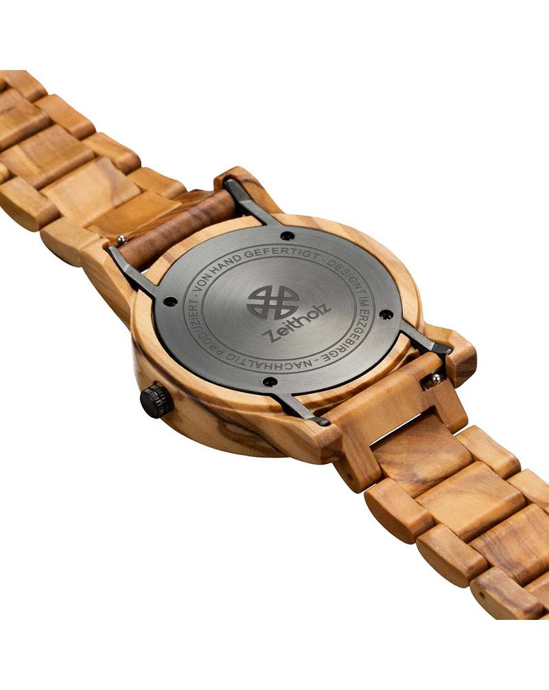 Reloj de pulsera solar de madera Sonnenberg - madera de olivo
